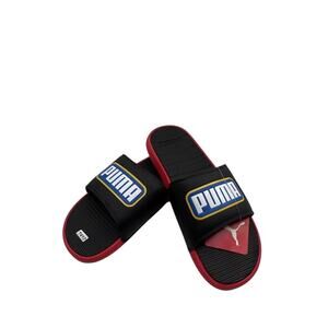 NEW Puma Cool Cat 2 Slides Sandals Debossed Logo Slip On Black Red Mens Size 12